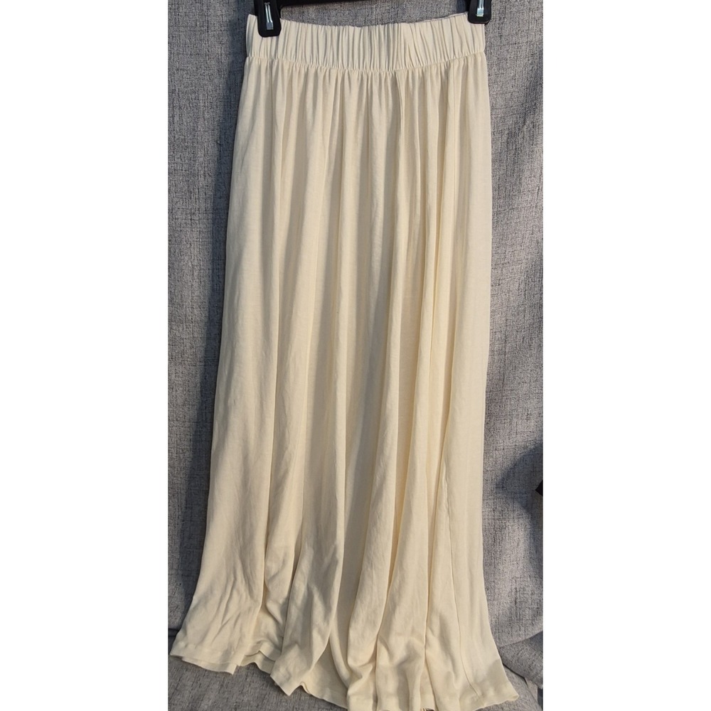 Flowy Cream Boho Coastal Casual Pull On XS Lined Maxi Skirt A-line SOFT H&M